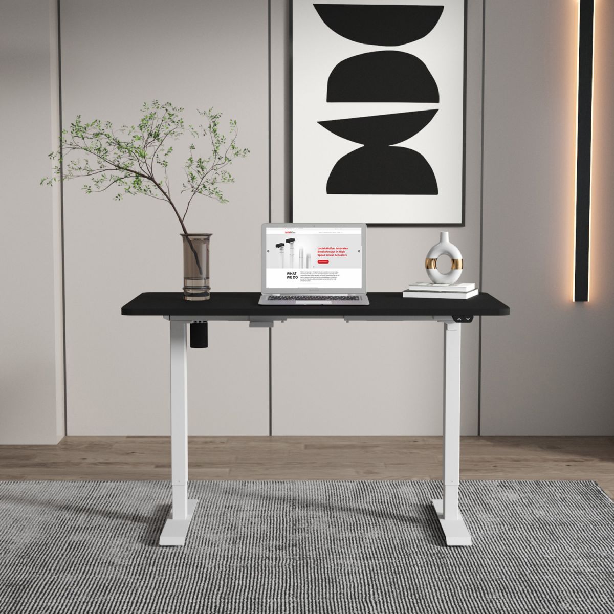 Height Adjustable Desk Bologna | size: Length: 80cm, Width: 140cm, Height: 121cm | color: Black / Gray | image: 4 | variant: 1001518
