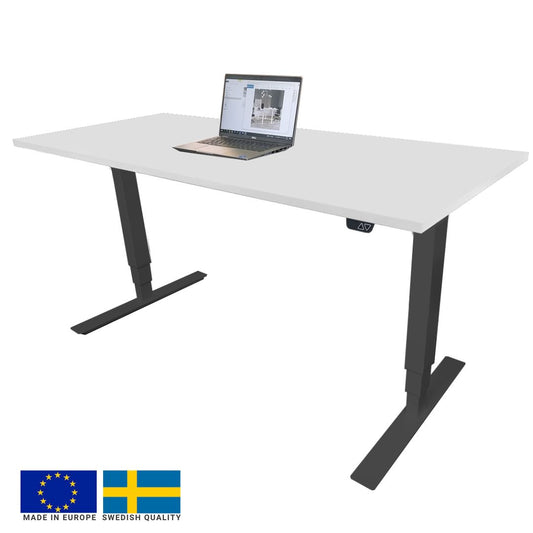 Height Adjustable Desk East Canterbury | size: Length: 70cm, Width: 120cm, Height: 129.1cm | color: White / Black | image: 0 | variant: 1004650