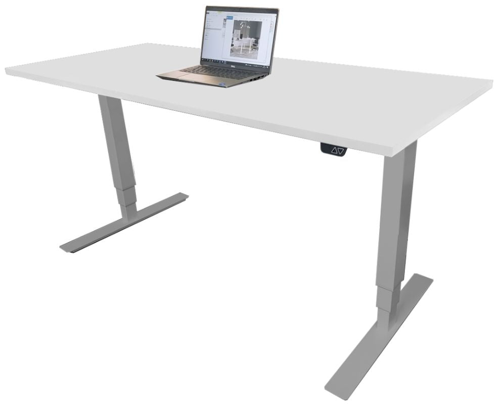 Height Adjustable Desk East Canterbury | size: Length: 70cm, Width: 140cm, Height: 129.1cm | color: White / Gray | image: 1 | variant: 1004664