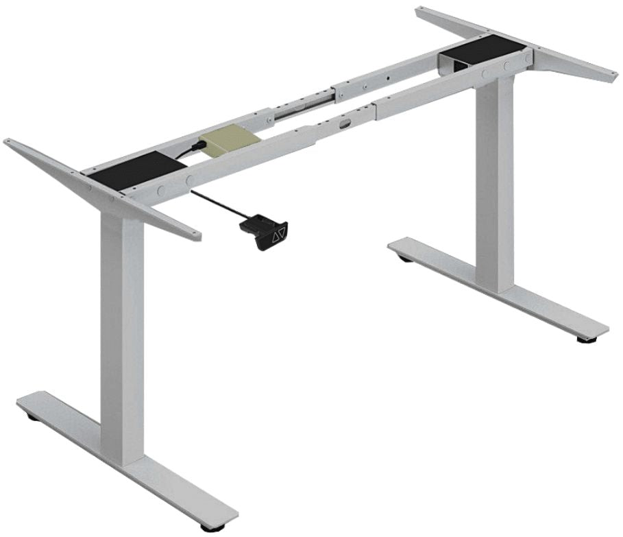 Height Adjustable Desk East Canterbury | size: Length: 70cm, Width: 160cm, Height: 129.1cm | color: White / Gray | image: 3 | variant: 1004673