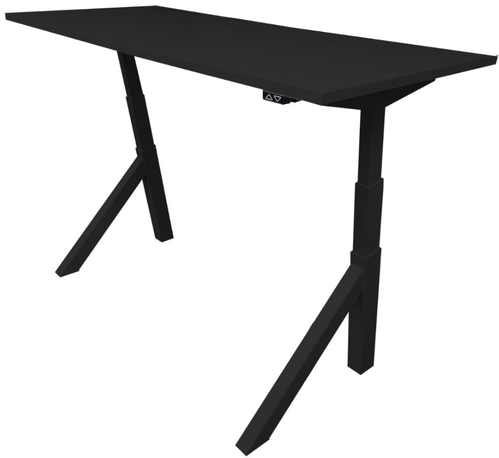 Height Adjustable Desk East Windsor | size: Length: 70cm, Width: 120cm, Height: 114.6cm | color: Black / Black | image: 1 | variant: 1004682