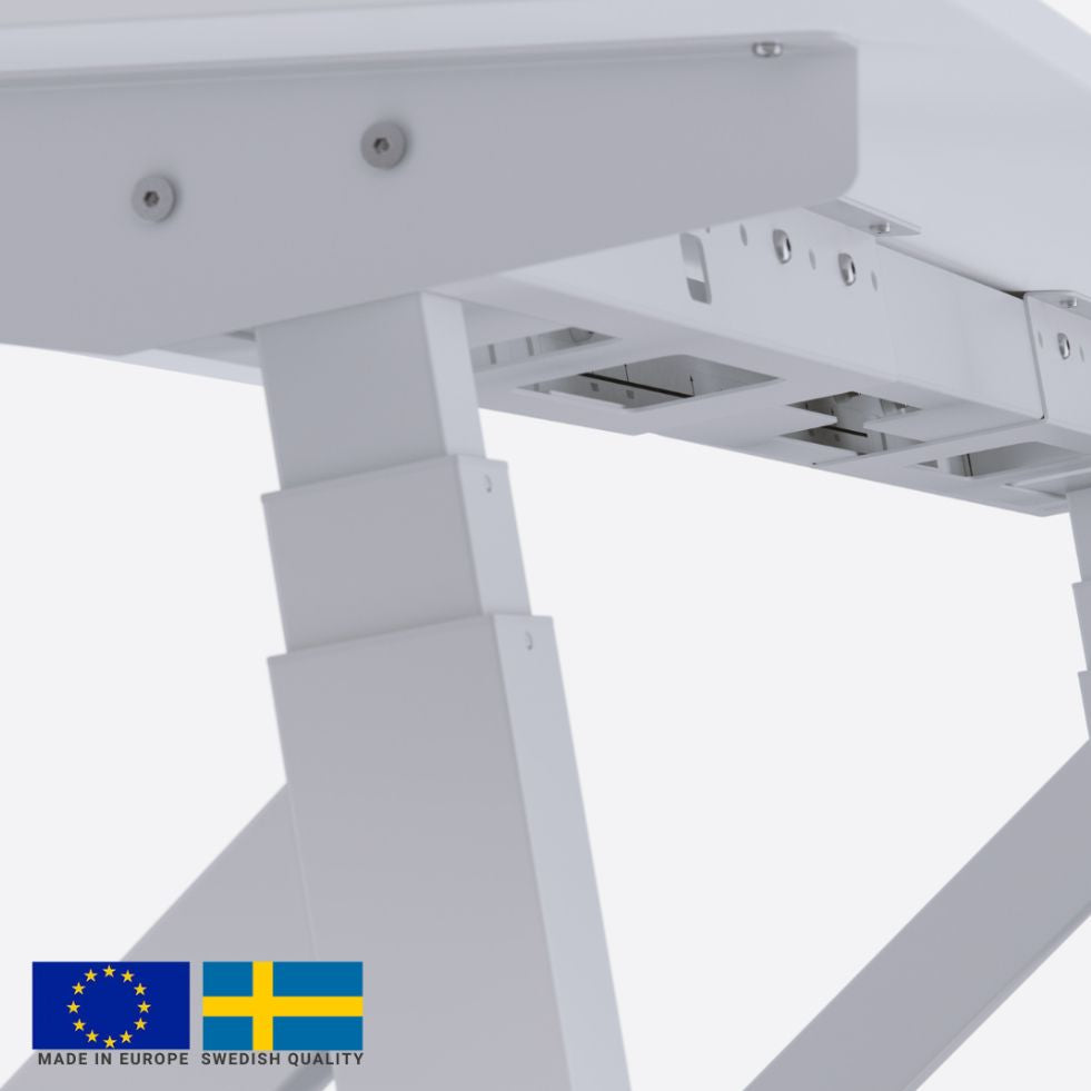 Height Adjustable Desk East Windsor | size: Length: 70cm, Width: 120cm, Height: 114.6cm | color: White / Black | image: 3 | variant: 1004680