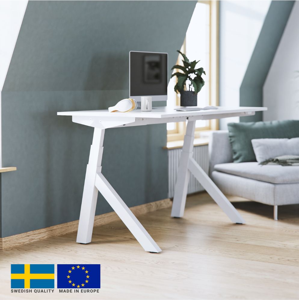 Height Adjustable Desk East Windsor | size: Length: 70cm, Width: 140cm, Height: 114.6cm | color: Black / White | image: 4 | variant: 1004685