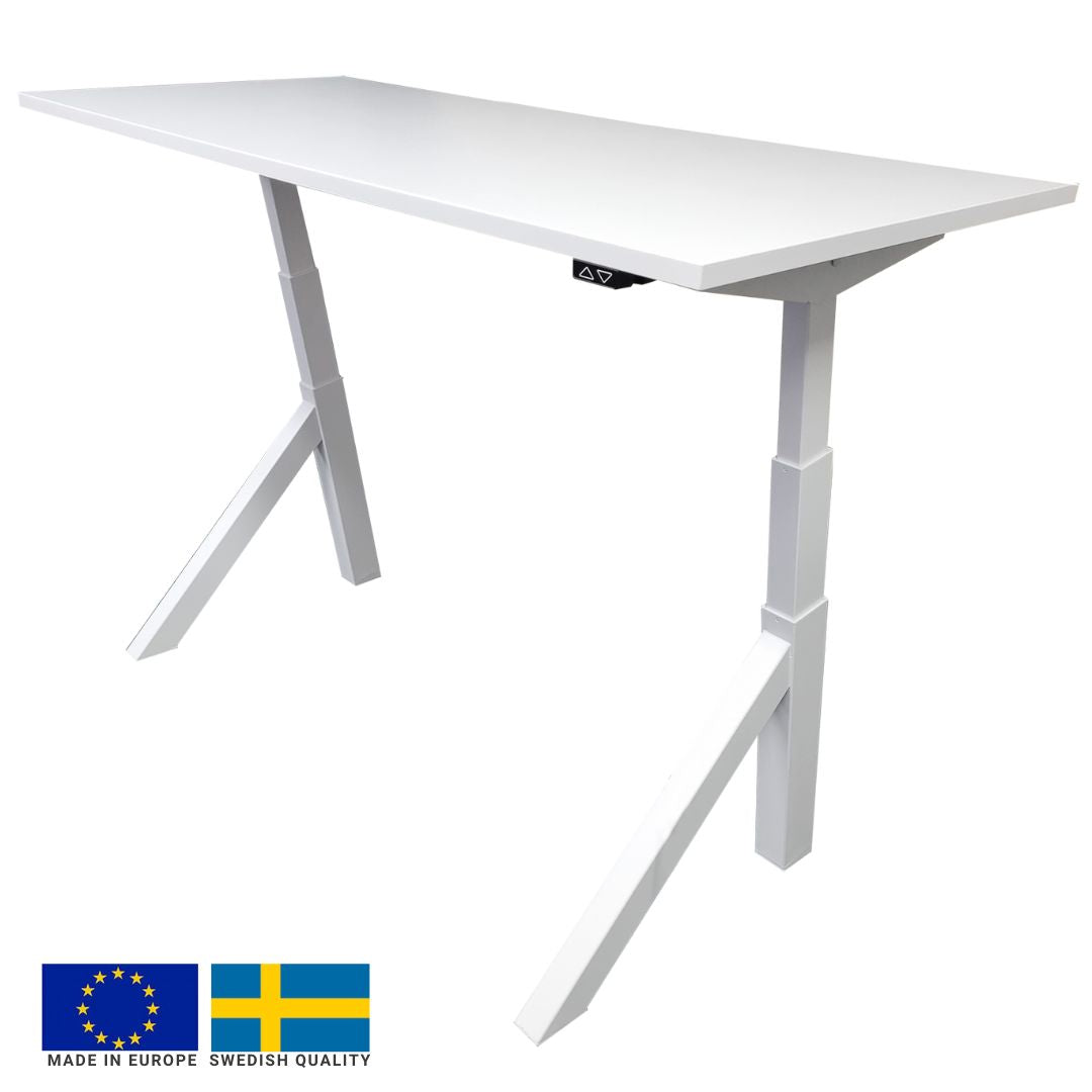 Height Adjustable Desk East Windsor | size: Length: 70cm, Width: 140cm, Height: 114.6cm | color: White / White | image: 0 | variant: 1004684