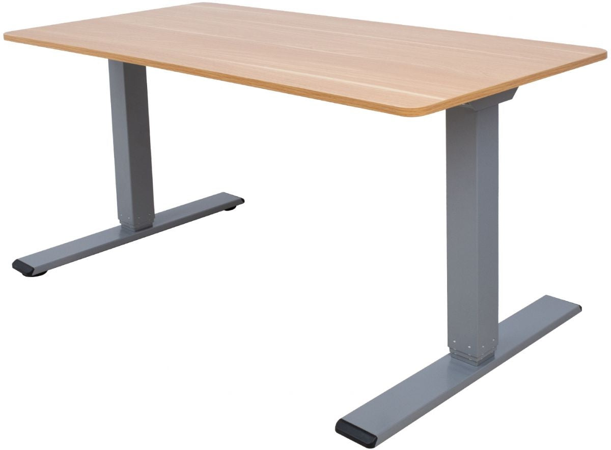 Height Adjustable Desk Genoa | size: Length: 80cm, Width: 160cm, Height: 127cm | color: Nut tree / Gray | image: 0 | variant: 1001496