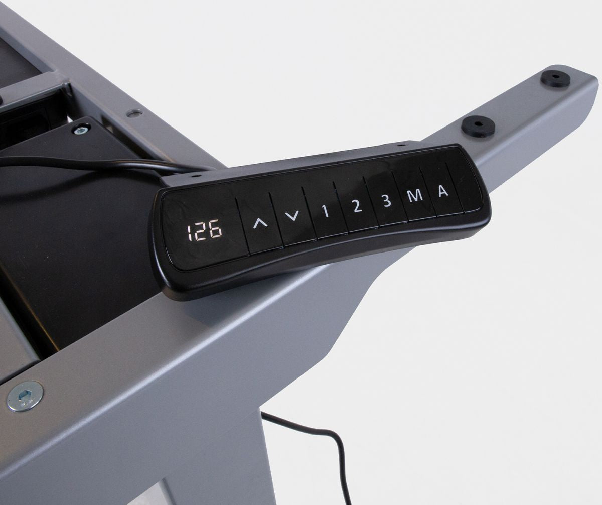 Height Adjustable Desk Genoa | size: Length: 80cm, Width: 160cm, Height: 127cm | color: Nut tree / Gray | image: 1 | variant: 1001496