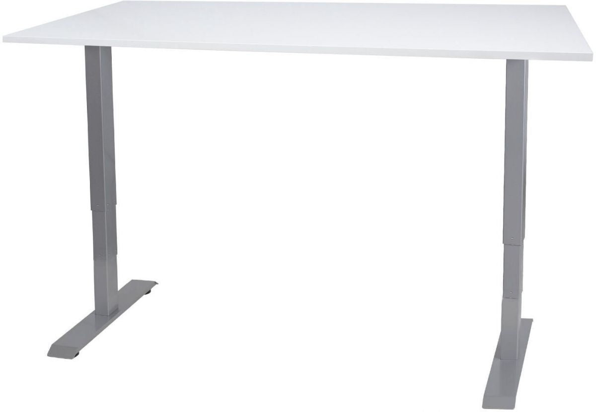 Height Adjustable Desk Penarth | size: Length: 80cm, Width: 140cm, Height: 121cm | color: White / Gray | image: 0 | variant: 1001475