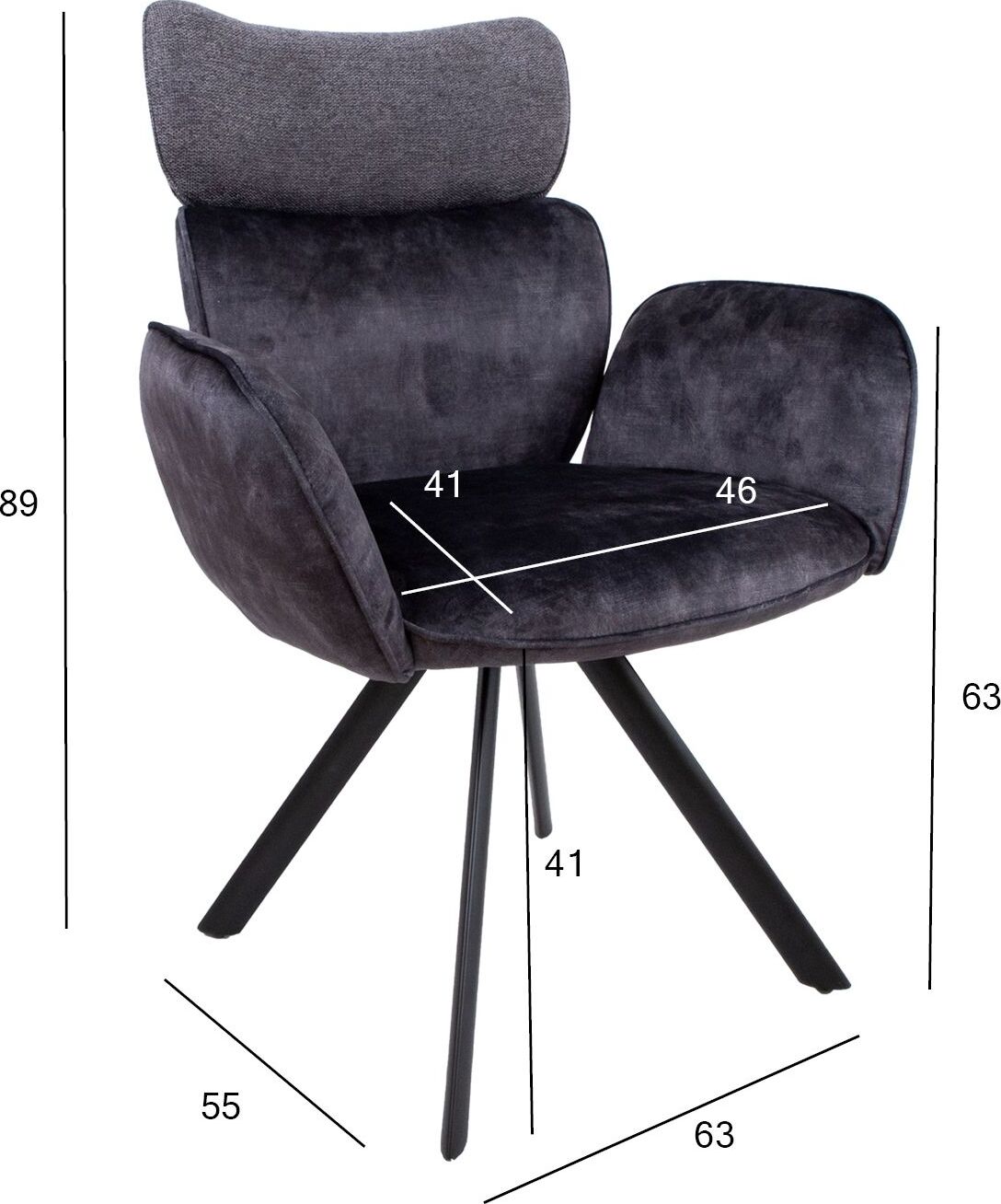 Kitchen Chair Bromley | size: Width: 63cm, Height: 89cm, Depth: 55cm | color: Gray | image: 7 | variant: 1000815