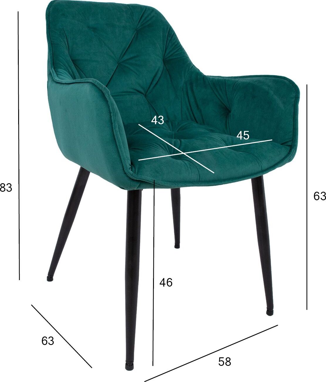 Kitchen Chair Burgess | size: Width: 58cm, Height: 83cm, Depth: 63cm | color: Green | image: 8 | variant: 1000791