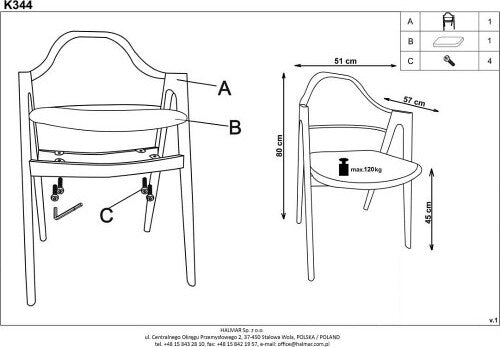 Kitchen Chair East Blackburn | size: Width: 53cm, Height: 80cm, Depth: 51cm | color: Gray | image: 3 | variant: 1006958