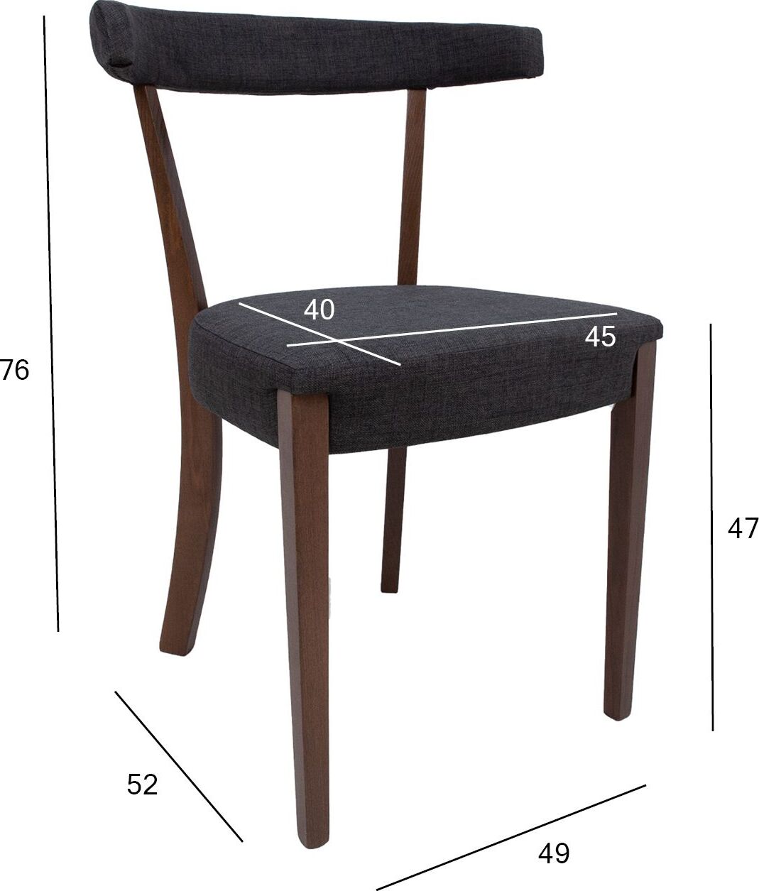 Kitchen Chair East Royston | size: Width: 49cm, Height: 76cm, Depth: 52cm | color: Gray | image: 7 | variant: 1005474