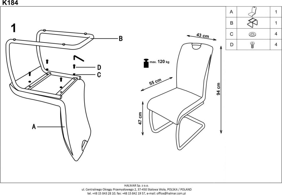 Kitchen Chair K184 | size: Width: 43cm, Height: 94cm, Depth: 55cm | color: Brown | image: 8 | variant: 1011471