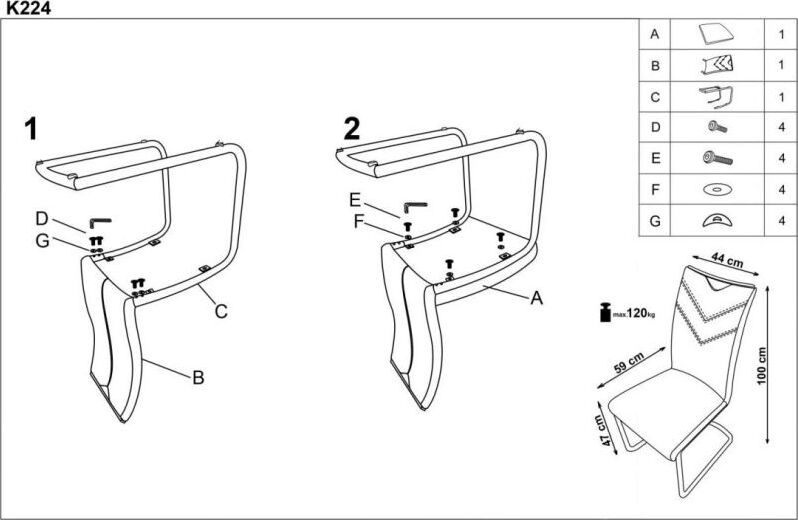 Kitchen Chair K224 | size: Width: 44cm, Height: 100cm, Depth: 59cm | color: Beige | image: 8 | variant: 1003086