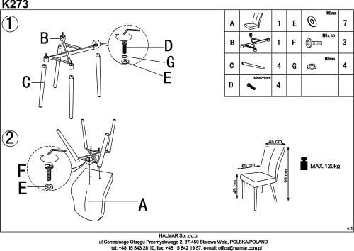 Kitchen Chair K273 | size: Width: 45cm, Height: 95cm, Depth: 60cm | color: Gray | image: 8 | variant: 1011477