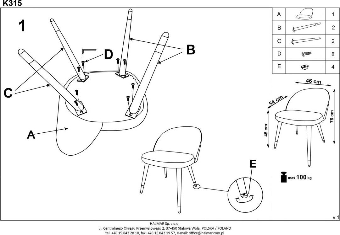 Kitchen Chair K315 | size: Width: 50cm, Height: 76cm, Depth: 55cm | color: Gray | image: 9 | variant: 1003140
