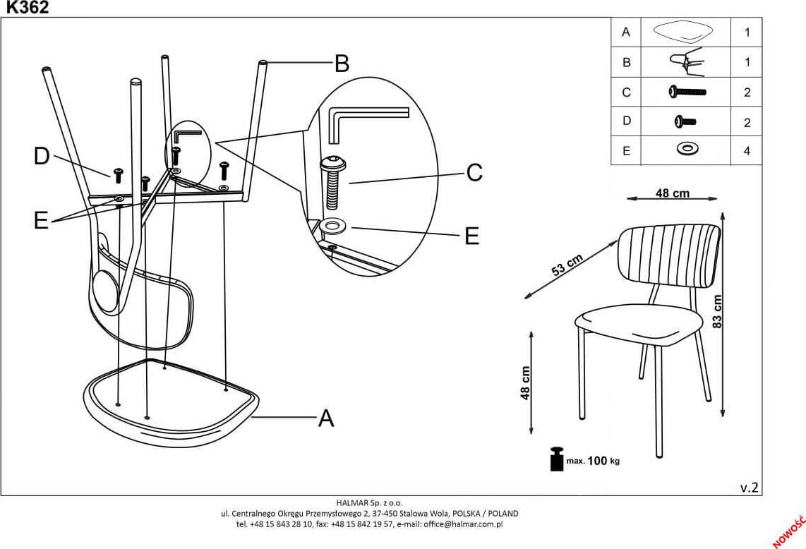 Kitchen Chair K362 | size: Width: 49cm, Height: 81cm, Depth: 51cm | color: Gray | image: 9 | variant: 1011500