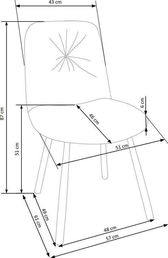 Kitchen Chair K422 | size: Width: 51cm, Height: 87cm, Depth: 61cm | color: Gray | image: 8 | variant: 1011949