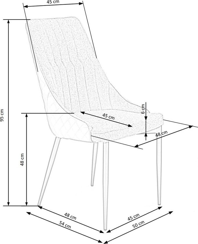Kitchen Chair K448 | size: Width: 50cm, Height: 95cm, Depth: 54cm | color: Blue | image: 6 | variant: 1011957