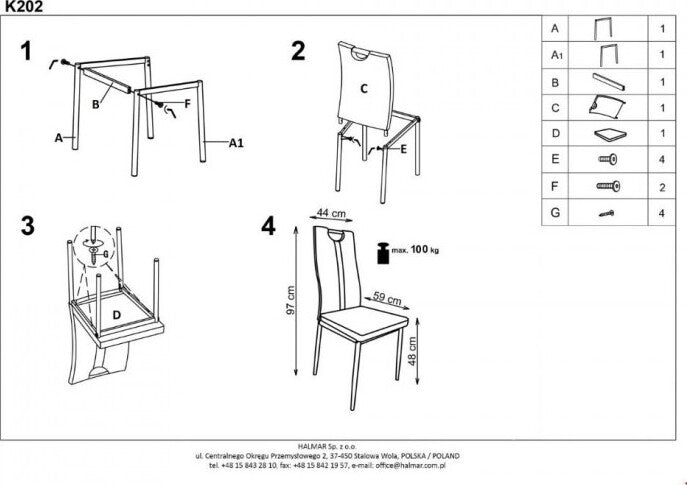 Kitchen Chair Kuressaare | size: Width: 44cm, Height: 97cm, Depth: 59cm | color: White | image: 4 | variant: 1002169