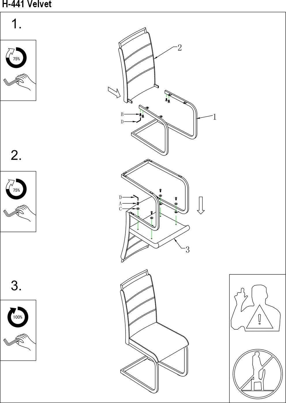 Kitchen Chair Leningrad | size: Width: 41cm, Height: 102cm, Depth: 42cm | color: Black | image: 6 | variant: 1003630