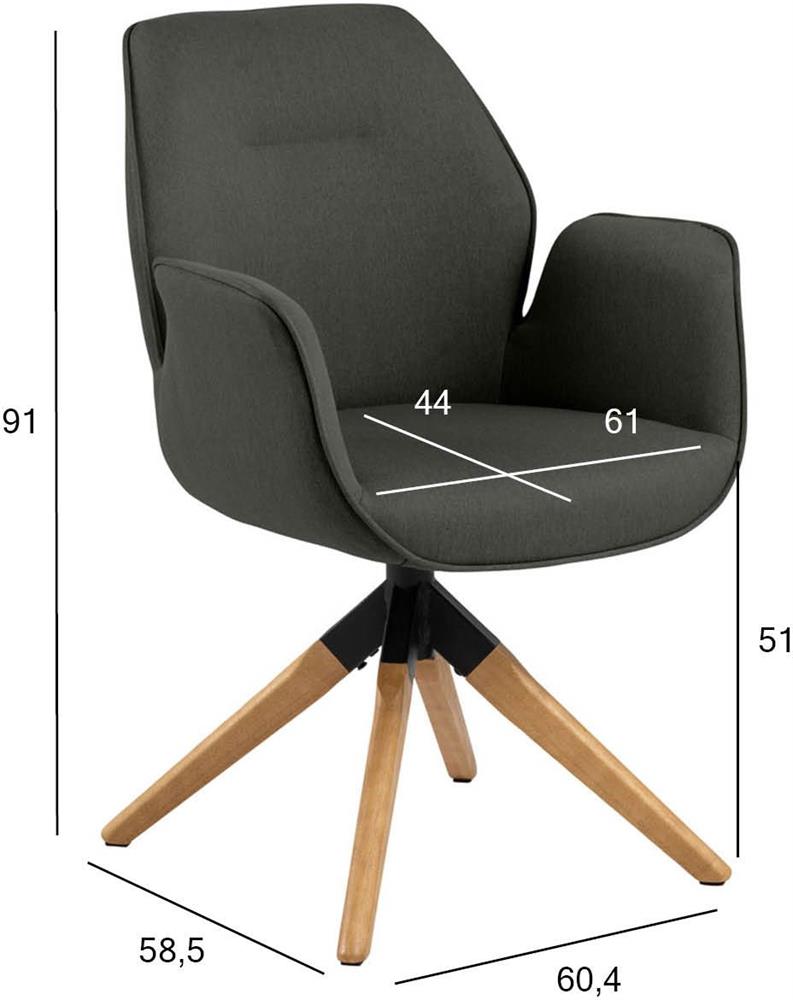 Kitchen Chair Tunbridge | size: Width: 60.5cm, Height: 91cm, Depth: 58.5cm | color: Oak/Grey | image: 8 | variant: 1000771