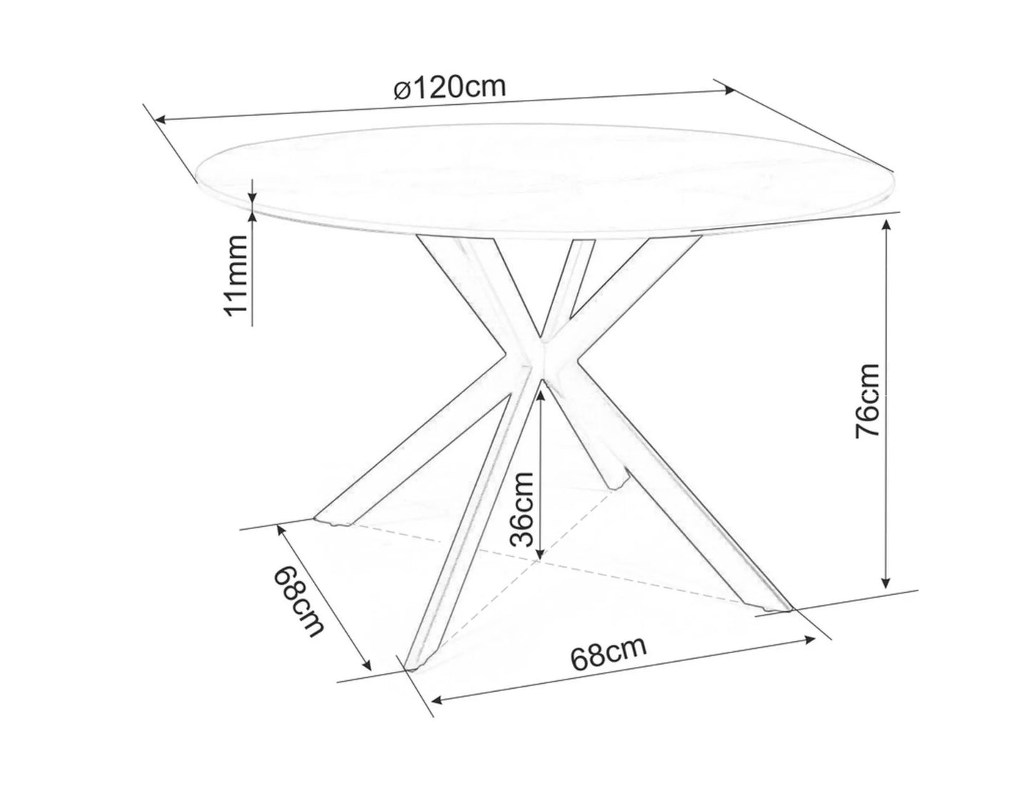 Kitchen Table Bridgwater | size: Length: 120cm, Width: 120cm, Height: 76cm, Diameter: 120cm | color: Gray | image: 4 | variant: 1004413
