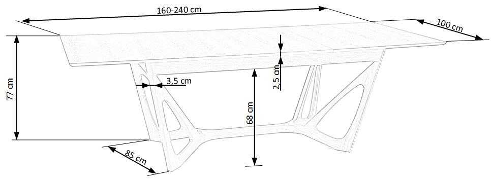 Kitchen Table Calgary | size: Length: 100cm, Width: 240cm, Height: 77cm | color: Walnut | image: 10 | variant: 1003187