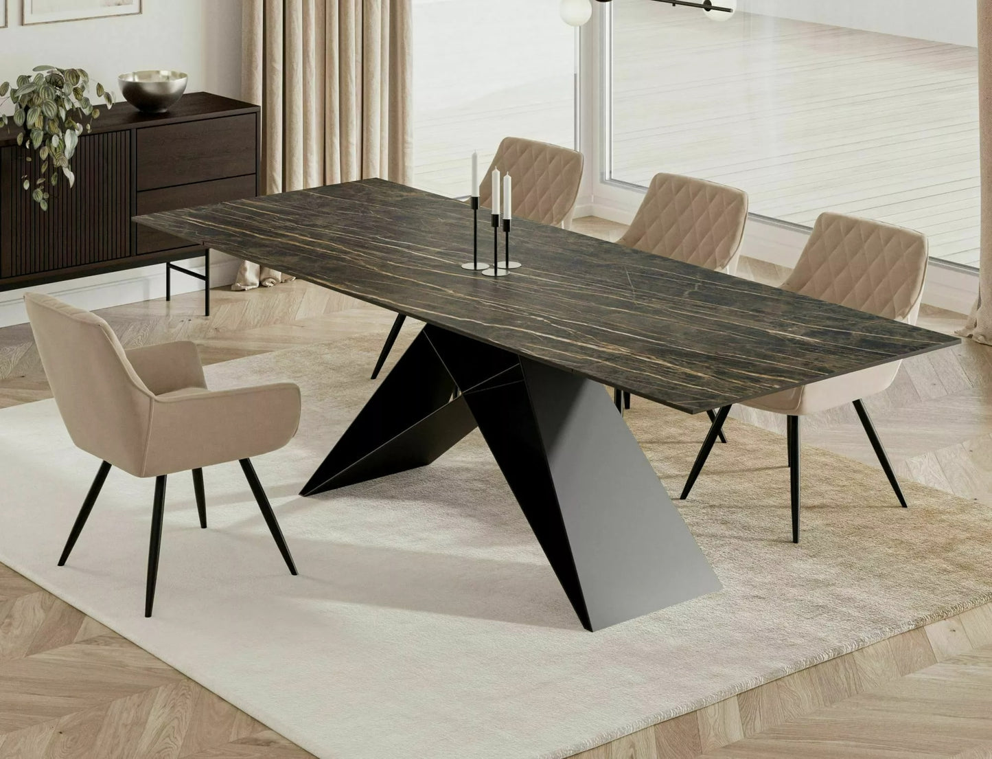 Kitchen Table Cannock | size: Length: 90cm, Width: 240cm, Height: 77cm | color: Black | image: 2 | variant: 1004423