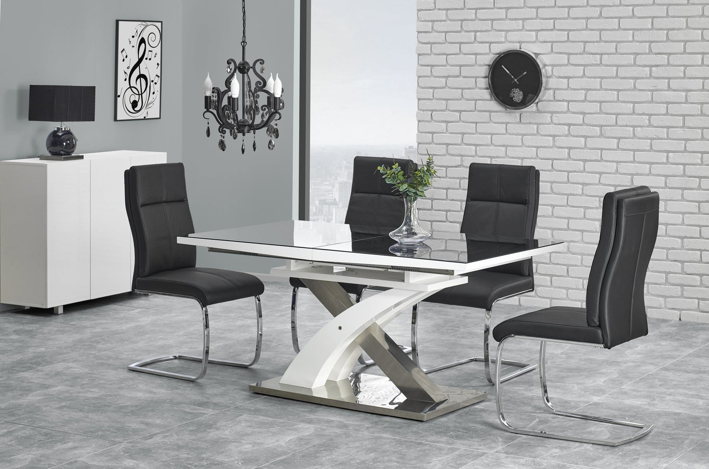 Kitchen Table Chongqing | size: Length: 90cm, Width: 220cm, Height: 78cm | color: White/Black | image: 3 | variant: 1003213