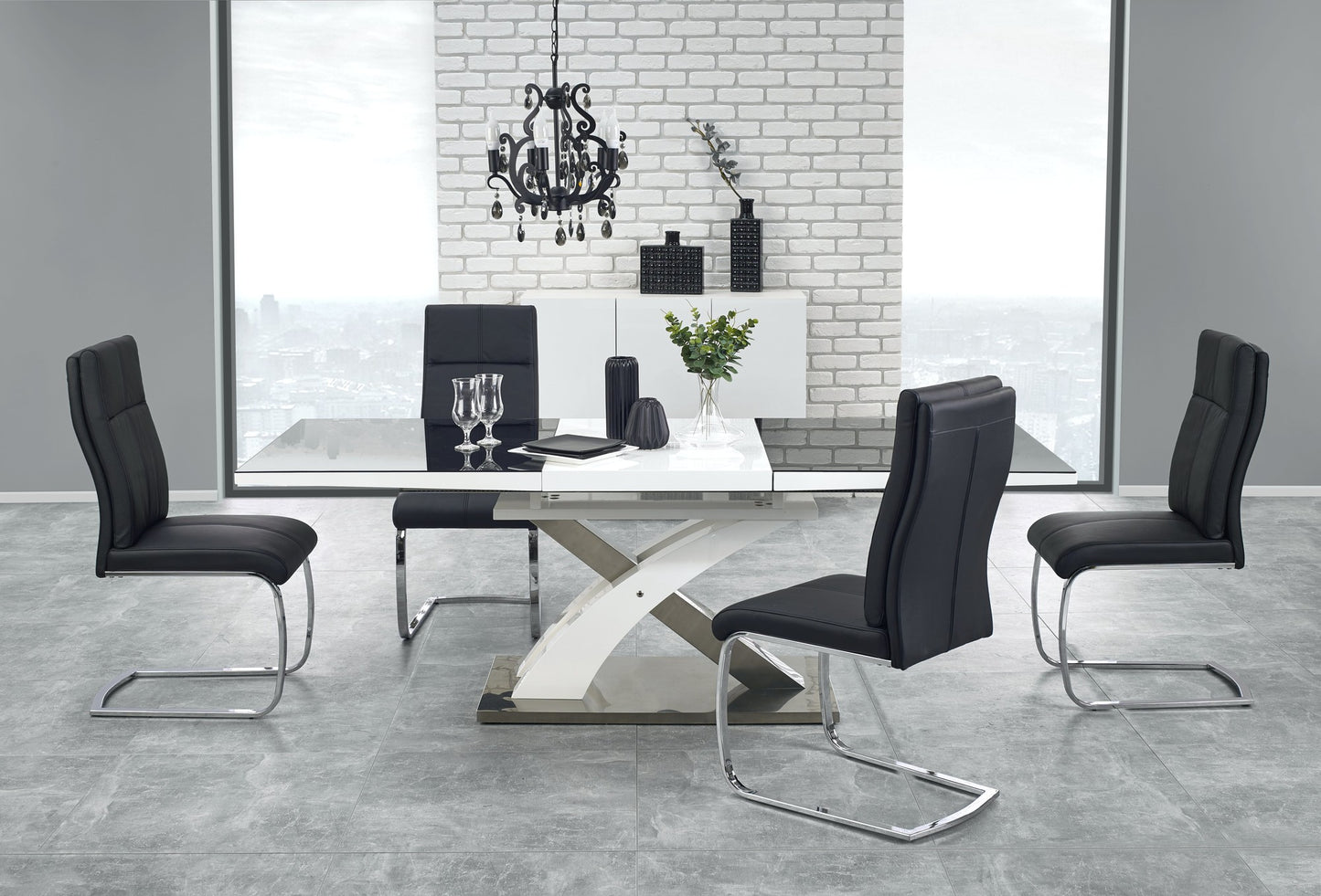 Kitchen Table Chongqing | size: Length: 90cm, Width: 220cm, Height: 78cm | color: White/Black | image: 4 | variant: 1003213