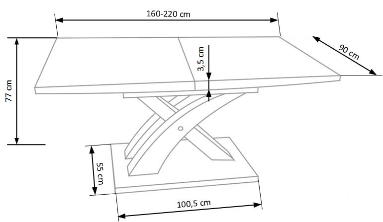 Kitchen Table Chongqing | size: Length: 90cm, Width: 220cm, Height: 78cm | color: White/Black | image: 6 | variant: 1003213