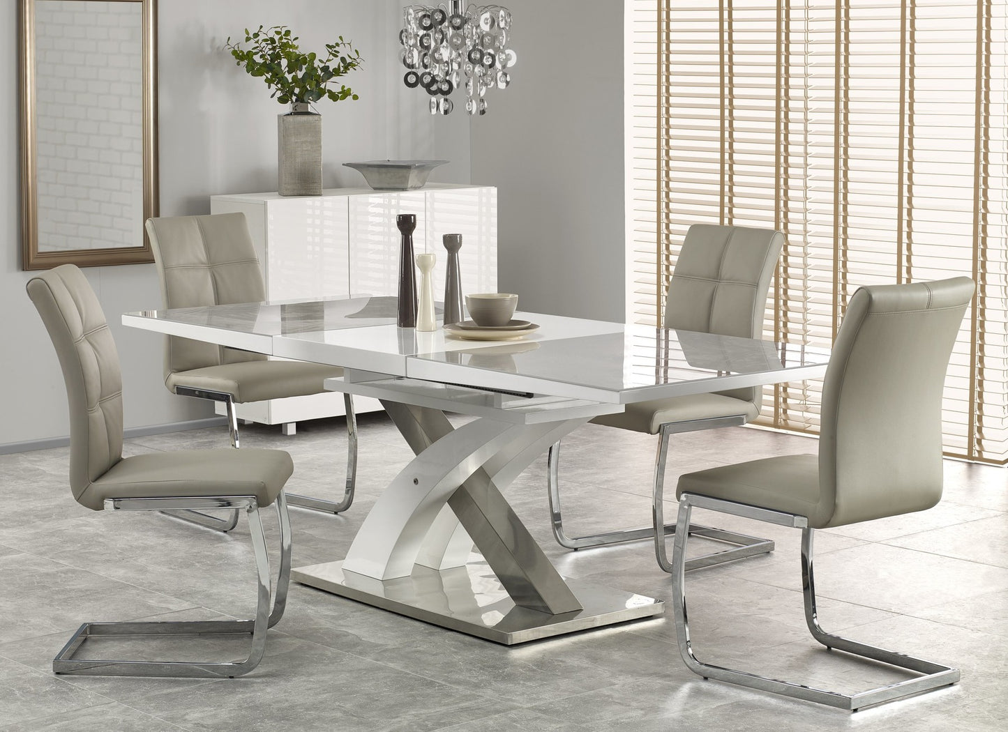 Kitchen Table Chongqing | size: Length: 90cm, Width: 220cm, Height: 78cm | color: White/Grey | image: 3 | variant: 1003211