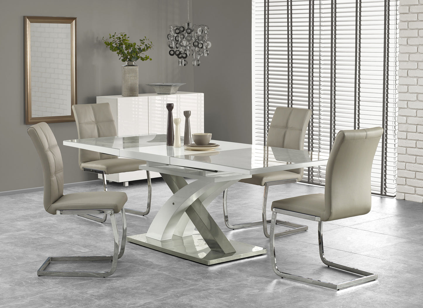 Kitchen Table Chongqing | size: Length: 90cm, Width: 220cm, Height: 78cm | color: White/Grey | image: 4 | variant: 1003211