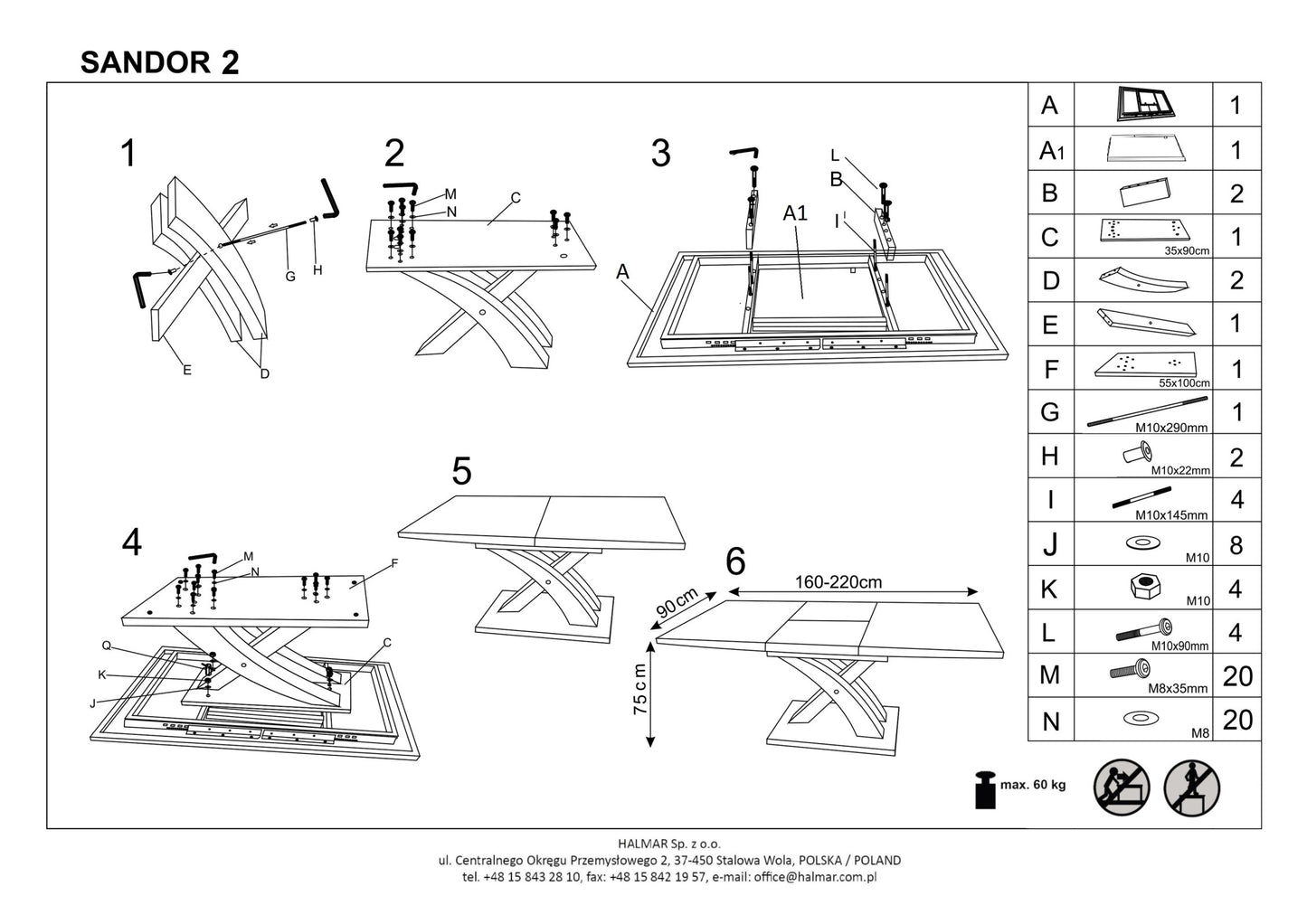 Kitchen Table Chongqing | size: Length: 90cm, Width: 220cm, Height: 78cm | color: White/Grey | image: 6 | variant: 1003211