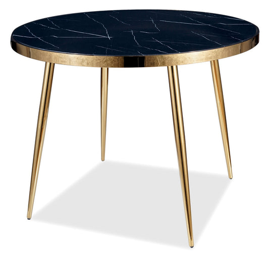 Kitchen Table Criccieth | size: Length: 100cm, Width: 100cm, Height: 75cm, Diameter: 100cm | color: Black/Gold | image: 1 | variant: 1007813