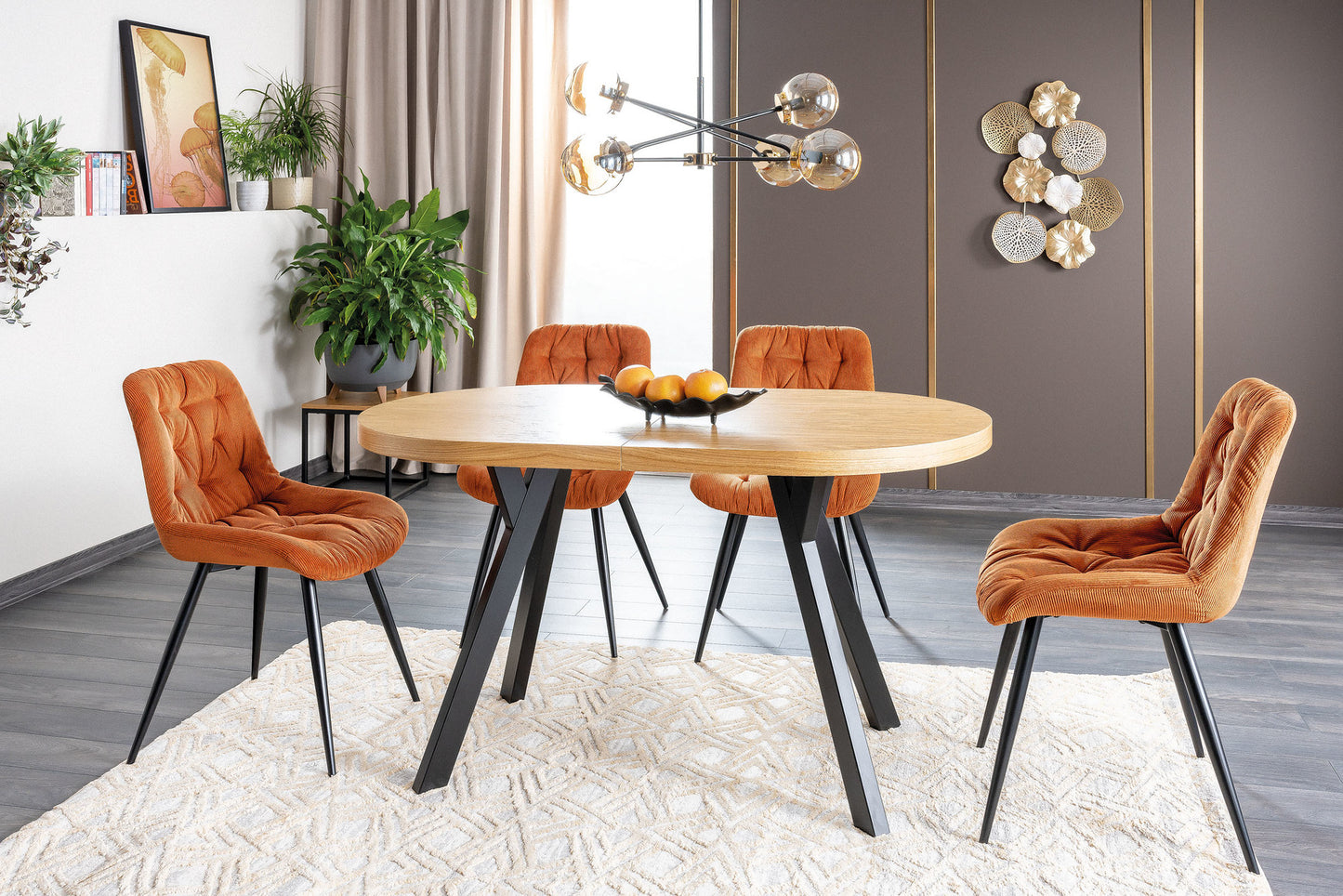 Kitchen Table Domingo II | size: Length: 80cm, Width: 272cm, Height: 76cm | color: Black/Oak | image: 5 | variant: 1012358