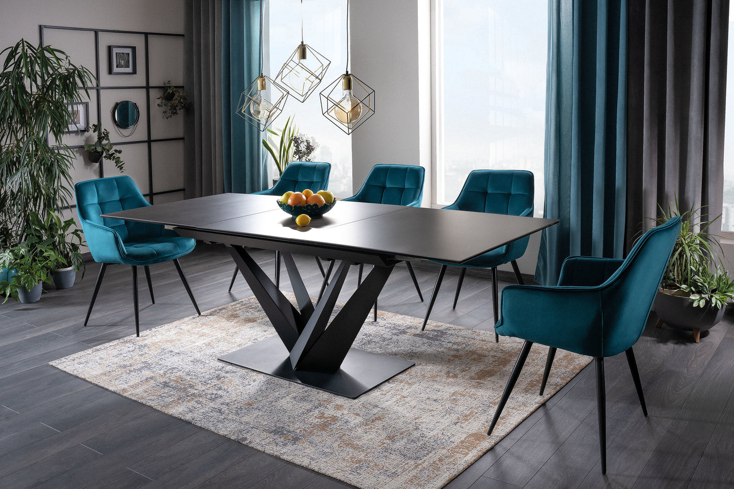 Kitchen Table East Ahmedabad | size: Length: 90cm, Width: 220cm, Height: 76cm | color: Black/Grey | image: 7 | variant: 1007904