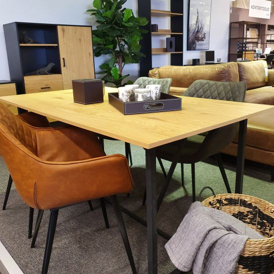 Kitchen Table East Falmouth | size: Length: 90cm, Width: 160cm, Height: 75cm | color: Black/Oak | image: 9 | variant: 1005385