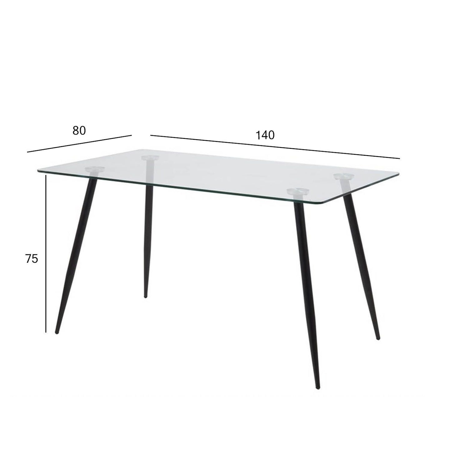 Kitchen Table East Ferndale | size: Length: 80cm, Width: 140cm, Height: 75cm | color: Transparent | image: 1 | variant: 1006495