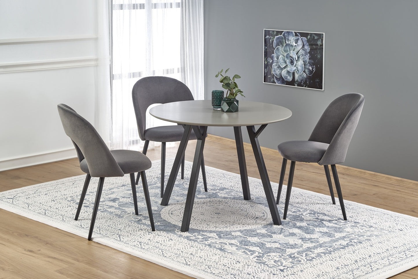Kitchen Table East Moscow | size: Length: 100cm, Width: 100cm, Height: 74cm, Diameter: 100cm | color: Black/Grey | image: 2 | variant: 1006789