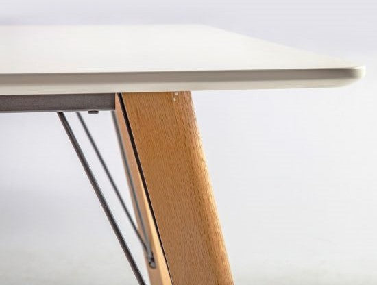 Kitchen Table East Northampton | size: Length: 80cm, Width: 120cm, Height: 75cm | color: White/Oak | image: 2 | variant: 1005072