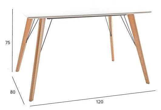 Kitchen Table East Northampton | size: Length: 80cm, Width: 120cm, Height: 75cm | color: White/Oak | image: 4 | variant: 1005072