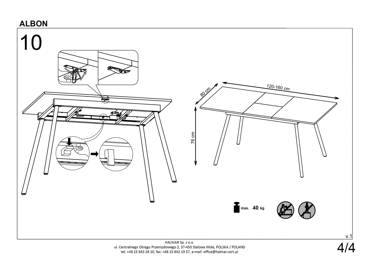 Kitchen Table East Ottawa | size: Length: 80cm, Width: 160cm, Height: 76cm | color: Oak/Grey | image: 10 | variant: 1006801