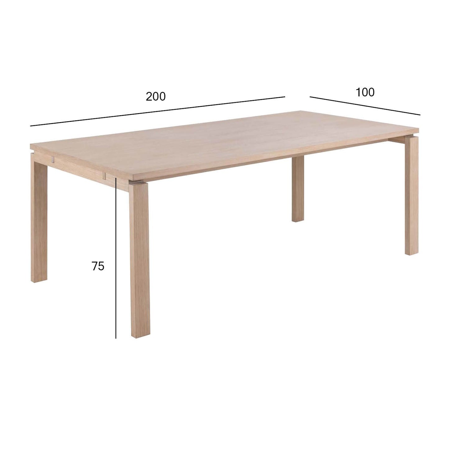 Kitchen Table East Prato | size: Length: 100cm, Width: 200cm, Height: 75cm | color: Beige | image: 4 | variant: 1006492