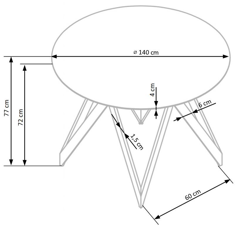 Kitchen Table East Riyadh | size: Length: 140cm, Width: 140cm, Height: 77cm, Diameter: 140cm | color: Marble/Black/Grey | image: 10 | variant: 1006851
