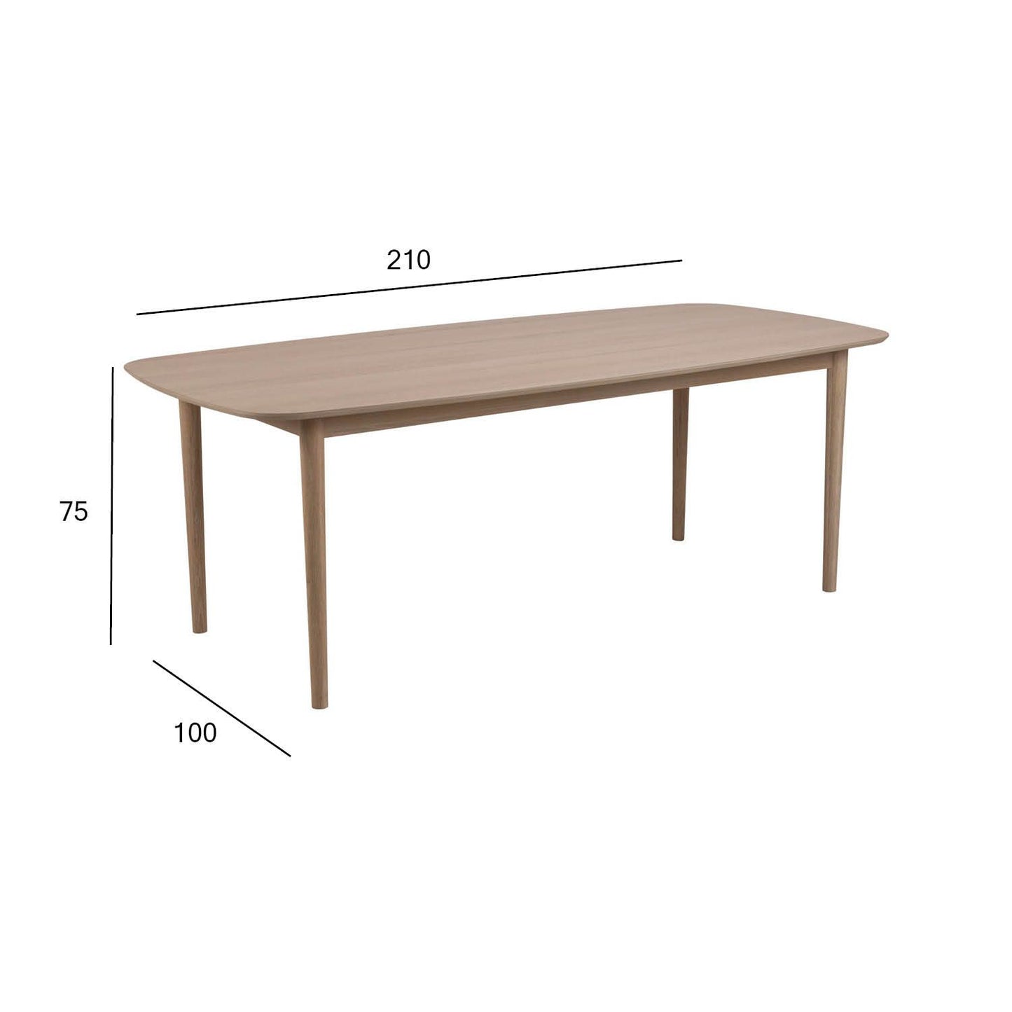 Kitchen Table East Salerno | size: Length: 100cm, Width: 210cm, Height: 75cm | color: Oak | image: 3 | variant: 1006501