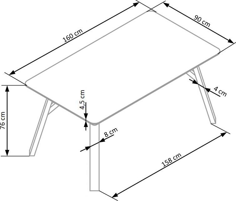 Kitchen Table East San Diego | size: Length: 90cm, Width: 160cm, Height: 76cm | color: Gray | image: 5 | variant: 1006814