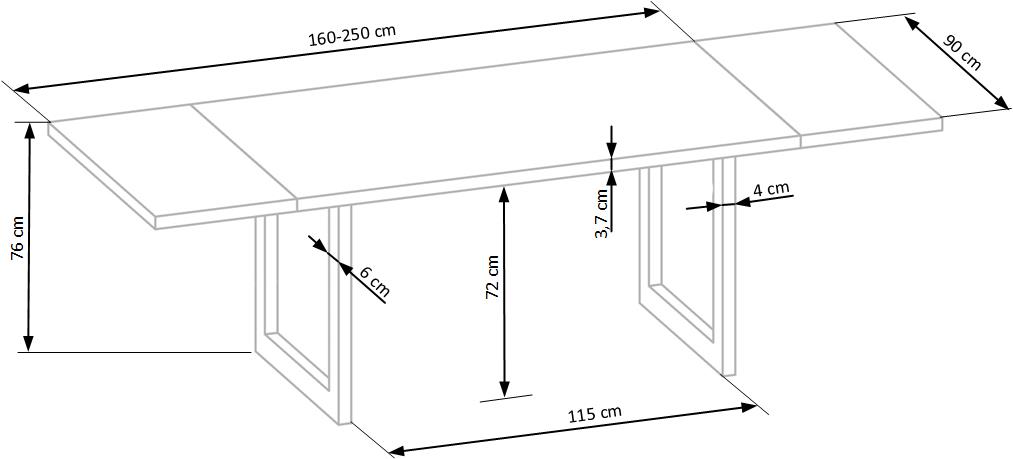 Kitchen Table East Sao Paulo | size: Length: 90cm, Width: 160cm, Height: 76cm | color: Black/Oak | image: 5 | variant: 1006849