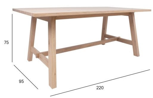 Kitchen Table East Swanage | size: Length: 95cm, Width: 220cm, Height: 75cm | color: Oak | image: 4 | variant: 1005387