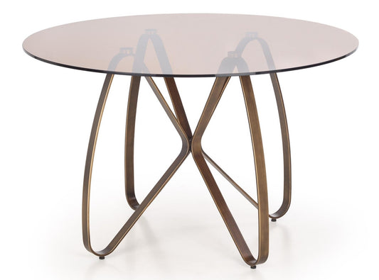 Kitchen Table East Tampa | size: Length: 120cm, Width: 120cm, Height: 76cm, Diameter: 120cm | color: Brown/Transparent | image: 1 | variant: 1006826